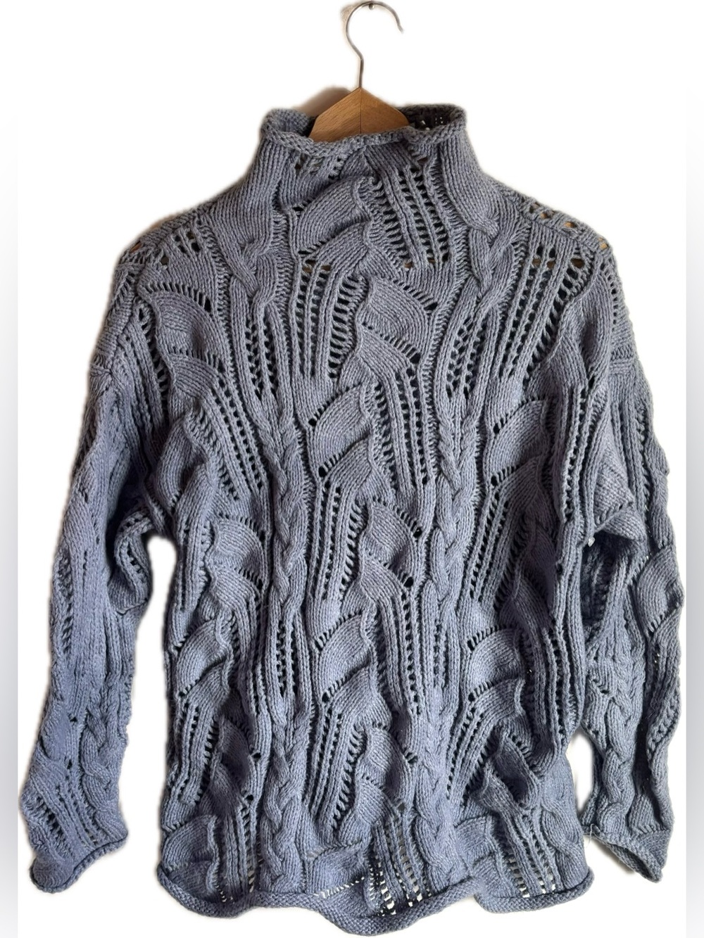 Cable Knit Periwinkle Turtleneck Sweater